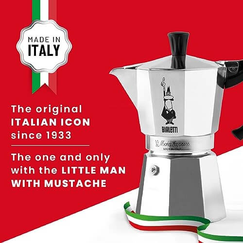 Bialetti Moka Pot - Stovetop Espresso Maker - Italian Coffee - 6 Cups 6oz